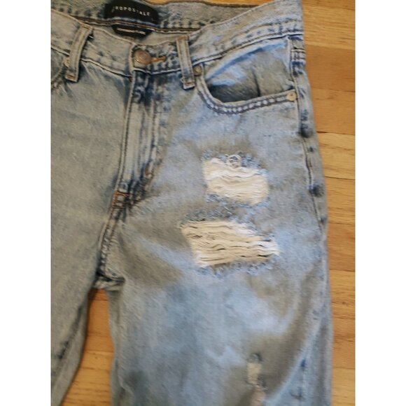 AEROPOSTALE Boyfriend Flare Jeans Distressed Rip Torn Denim Sz 2 32x32 - Picture 5 of 11